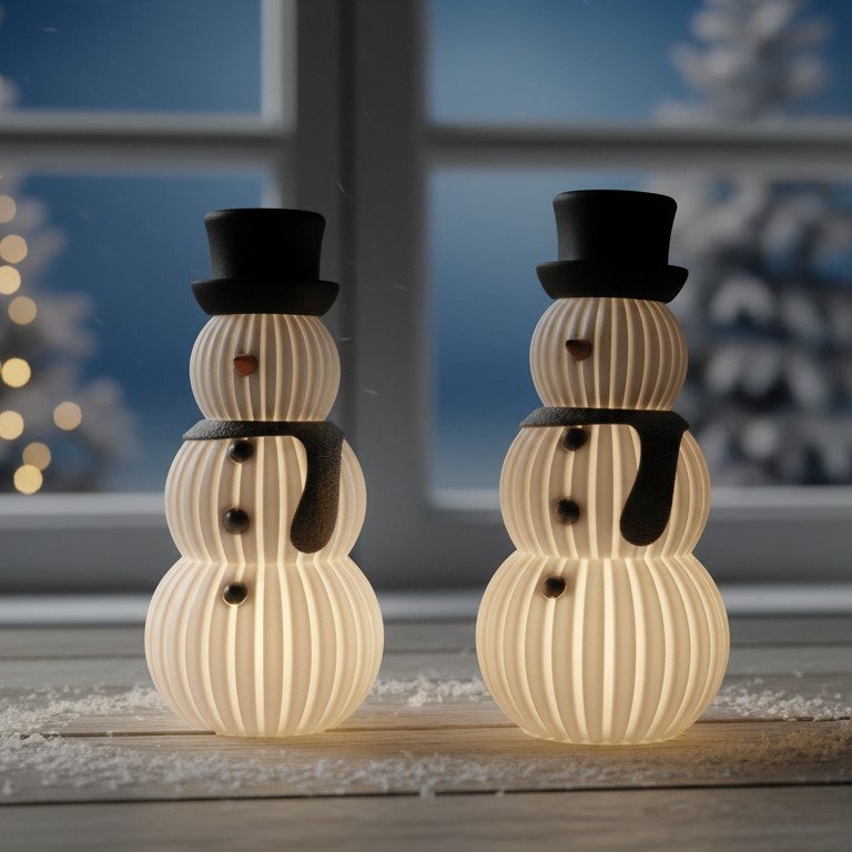 Snemand med LED lys - Hvid/Slv