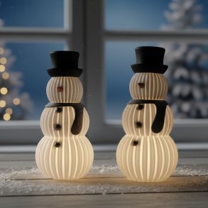 Snemand med LED lys - Hvid/Slv